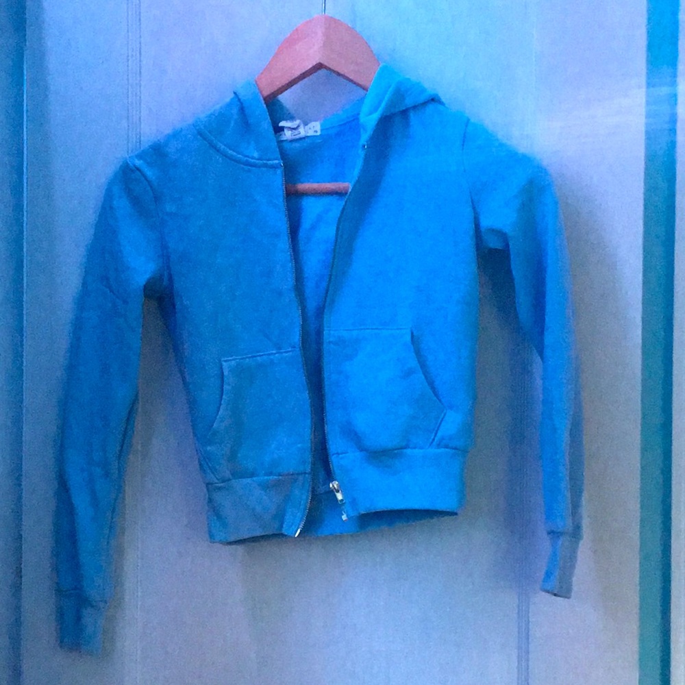 Girls cropped blue zip-up hoodie